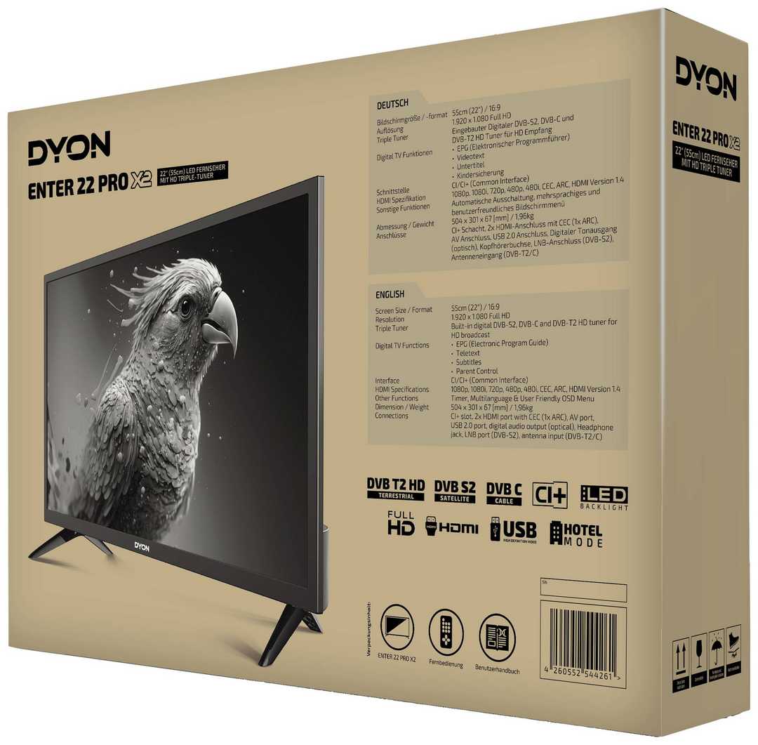 Dyon Enter 22 Pro X2 55 Cm (22 Inch) Full Hd Tv Fernseher Siehe Text/Foto B-Ware - 4260552544261