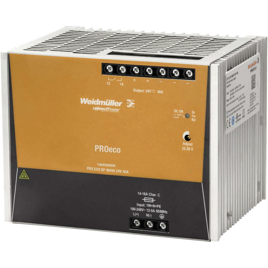 Weidmüller Pro Eco3 960 W 24 V 40 A Schaltnetzgerät Hutschienen Netzteil 24 V/Dc 40 B-Ware - 4050118275728